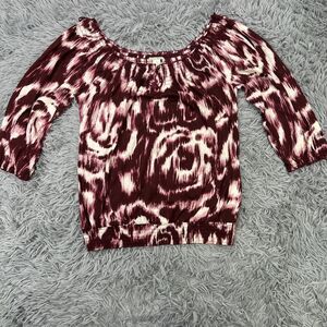 Lucky Brand Off The Shoulder Women’s Peasant Blouse Top Sz Medium Ruched Cotton